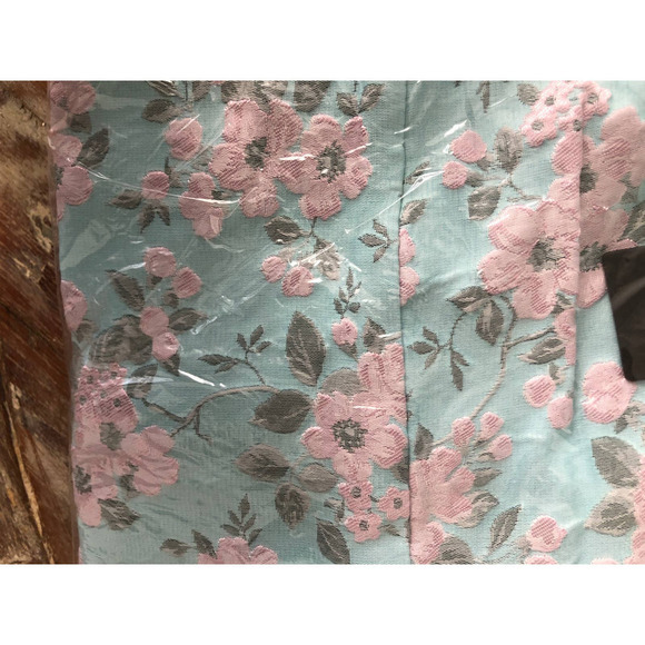 Lulus Favorite Song Dress Blue Floral Jacquard Off The Shoulder Mini NWT XS - Picture 8 of 9